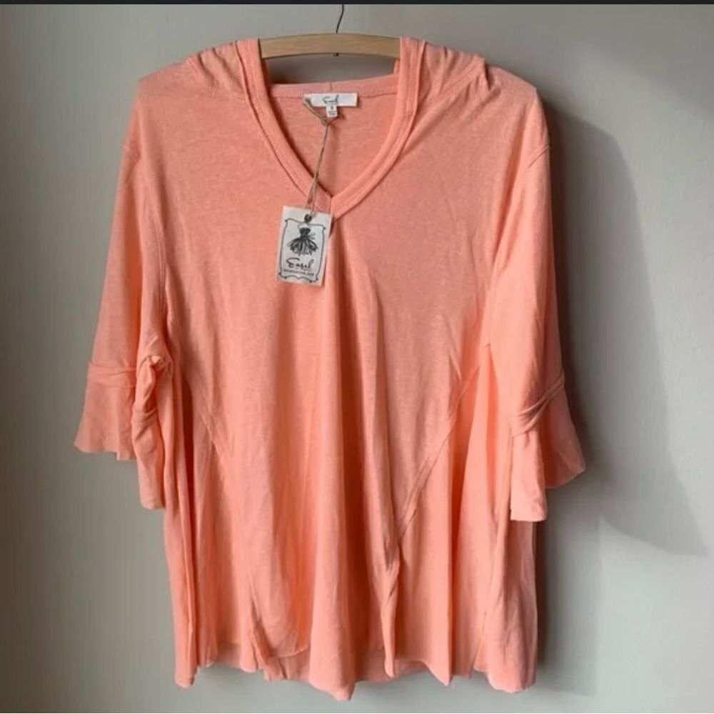 New Easel The Inside Scoop Hooded Top coral